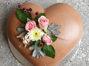 chocolate hazelnut mousse love heart cake