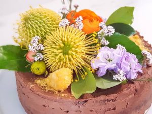 Choc Torte With Chocolate Filling and Native Blooms