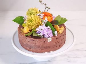 Choc Torte With Chocolate Filling and Native Blooms