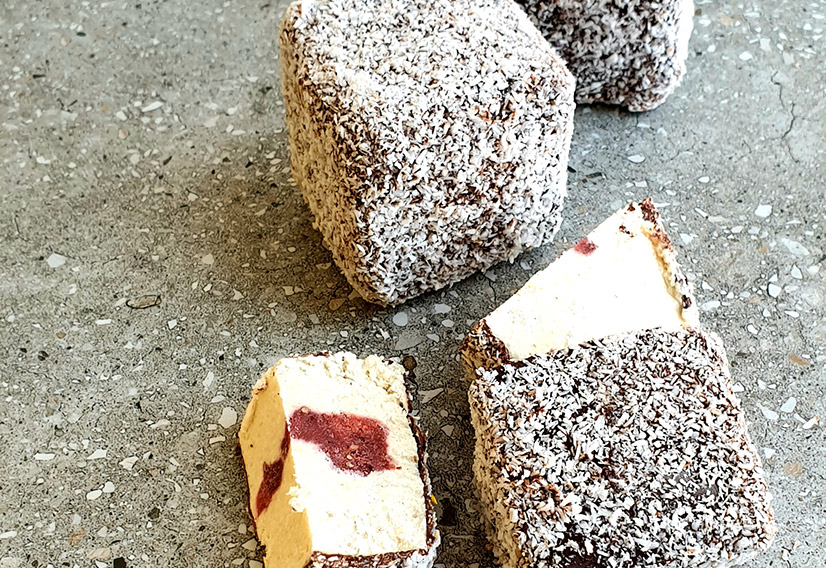 The Perfect Chocolate Lamington With a Strawberry Jam Centre
