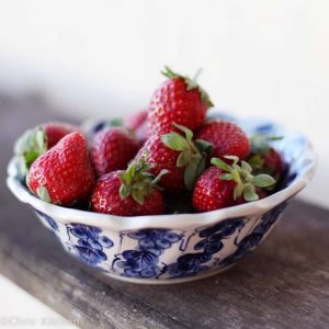 A bowl of strawberries.