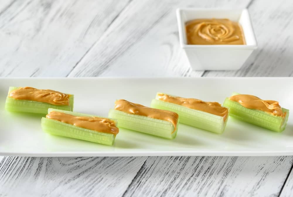 Peanut Butter used as a dip for veggie sticks.