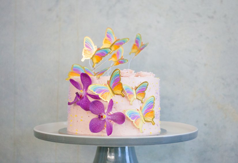 Flying Butterflies Birthday Cake