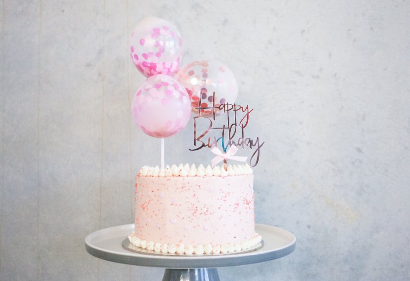 Pink Confetti Birthday Cake