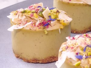 Pistachio rose cheesecake