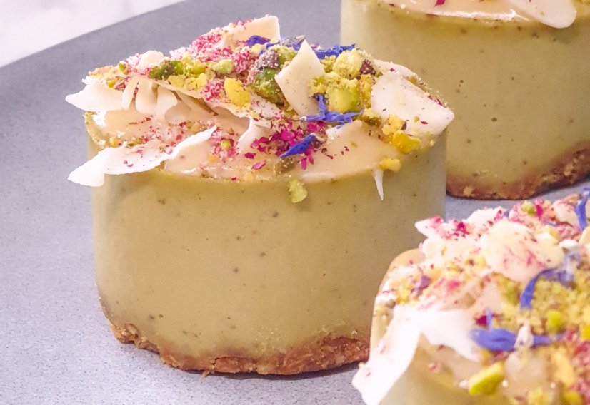 Pistachio rose cheesecake