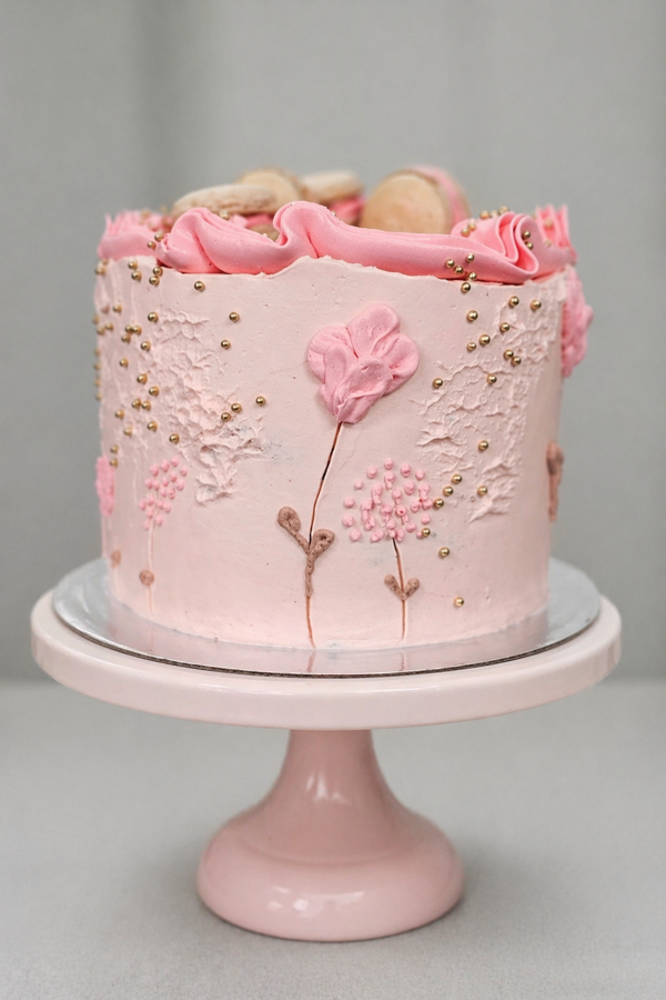 Piped Florals Macarons 6×2