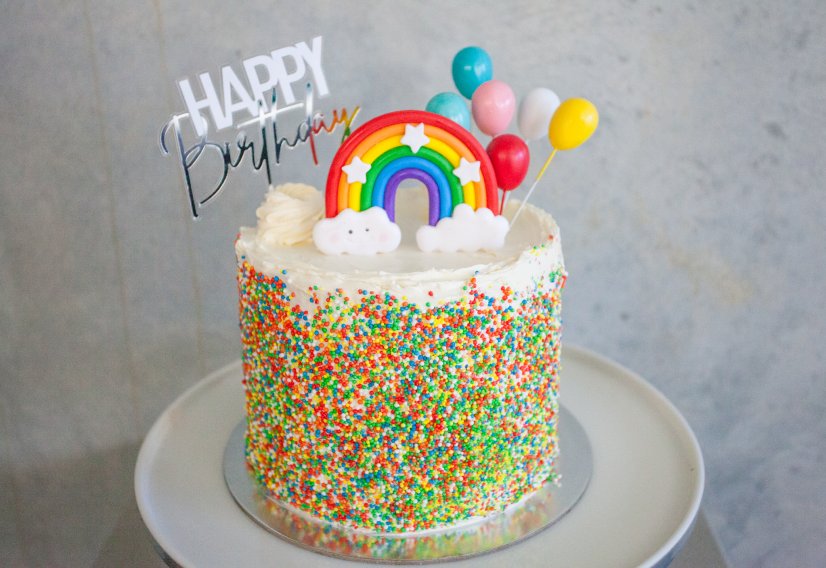 Sprinkles and Rainbows Birthday Cake